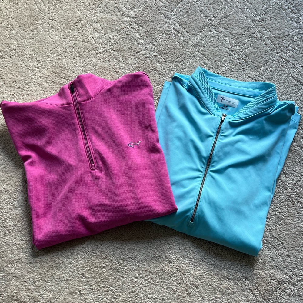 Pink and Blue Quarter-Zip Pullovers